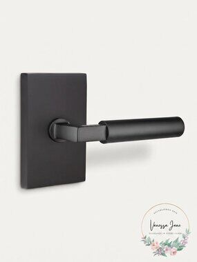 Emtek Passage Handle Set with Hercules Lever on Modern Rectangular Rosette